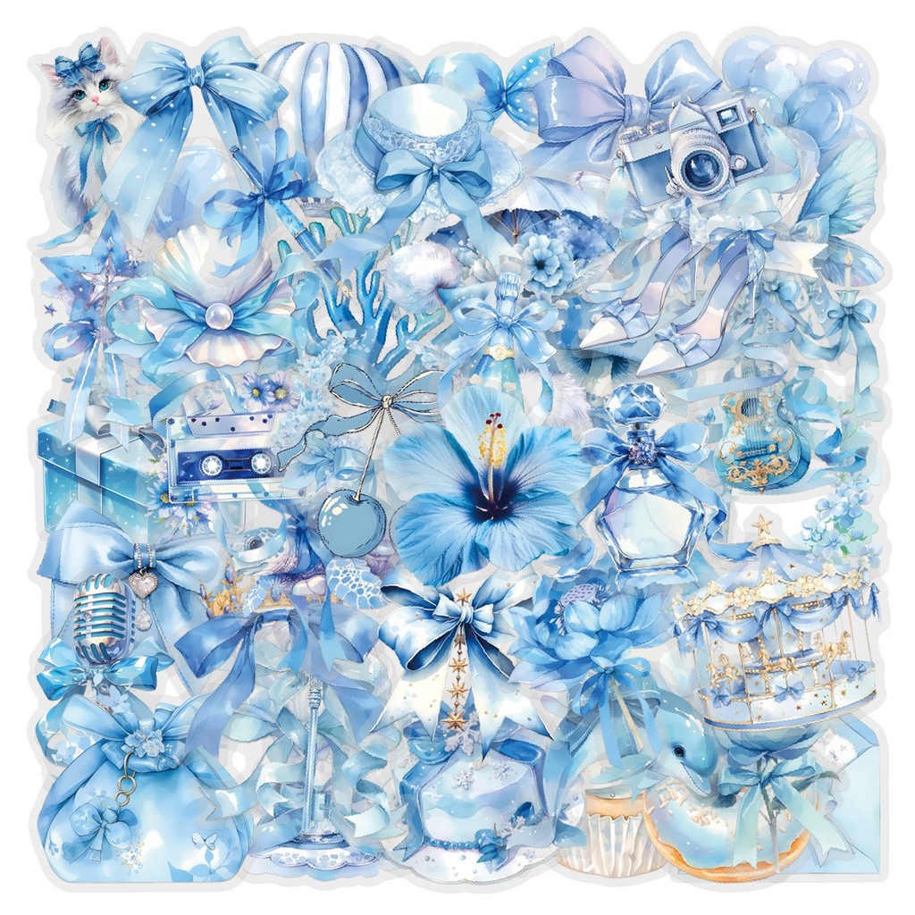 Pet Supplies In Store - Paquete de 60 Pegatinas Azules Coquette
